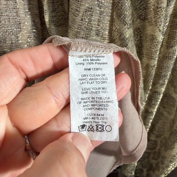 Show Me Your Mumu Happy Hour Blouse Top Long Sheer Sleeve Python Print Relaxed - Picture 8 of 9